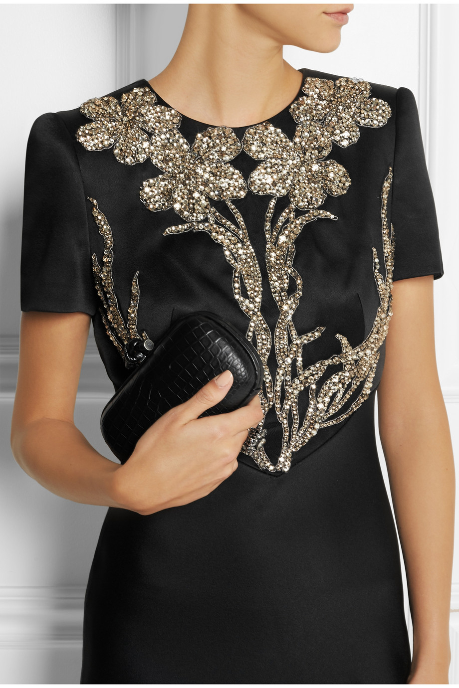 Lyst - Alexander Mcqueen Swarovski Crystalembellished Satin Gown in Black
