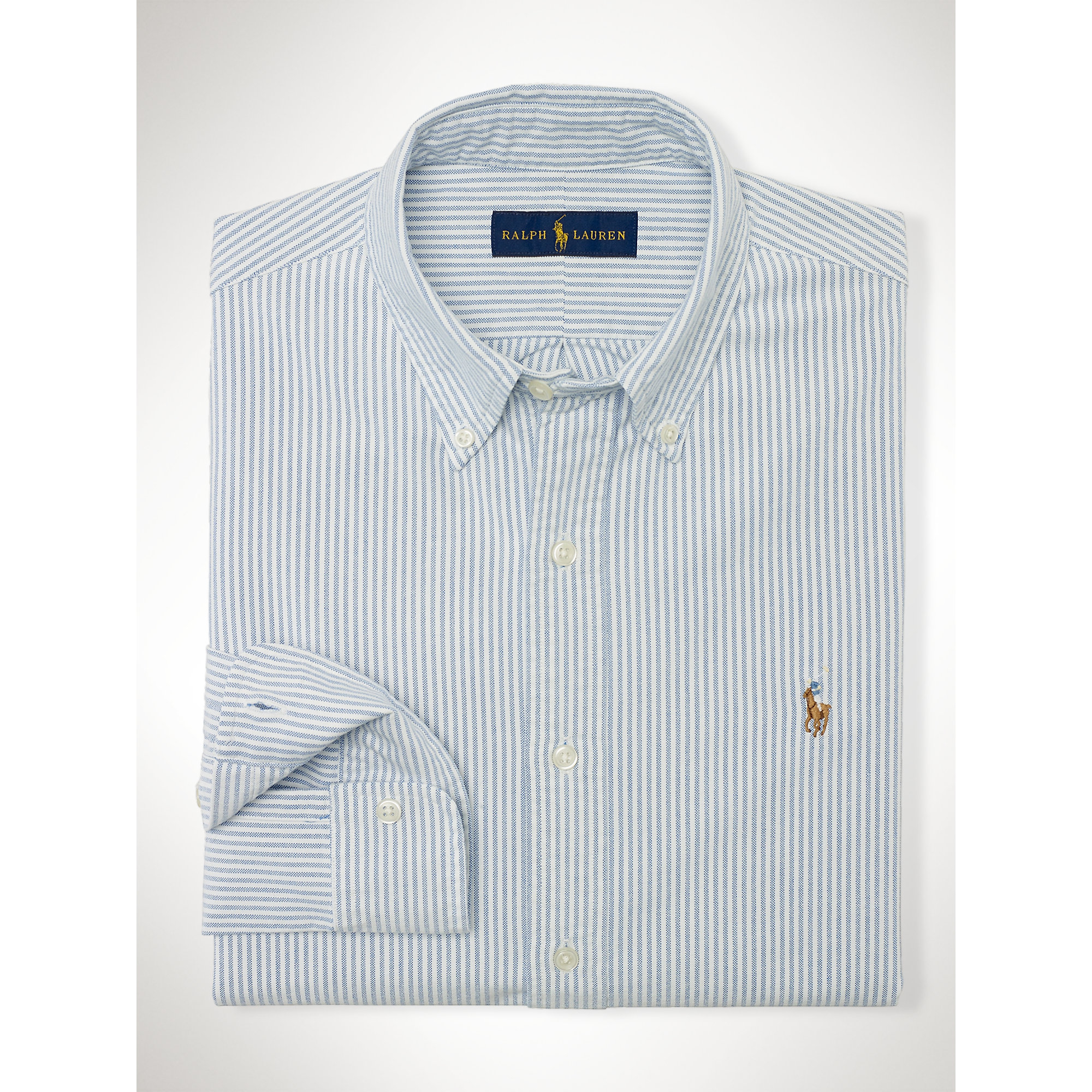 Polo ralph lauren Striped Pinpoint Oxford Shirt in Blue for Men | Lyst