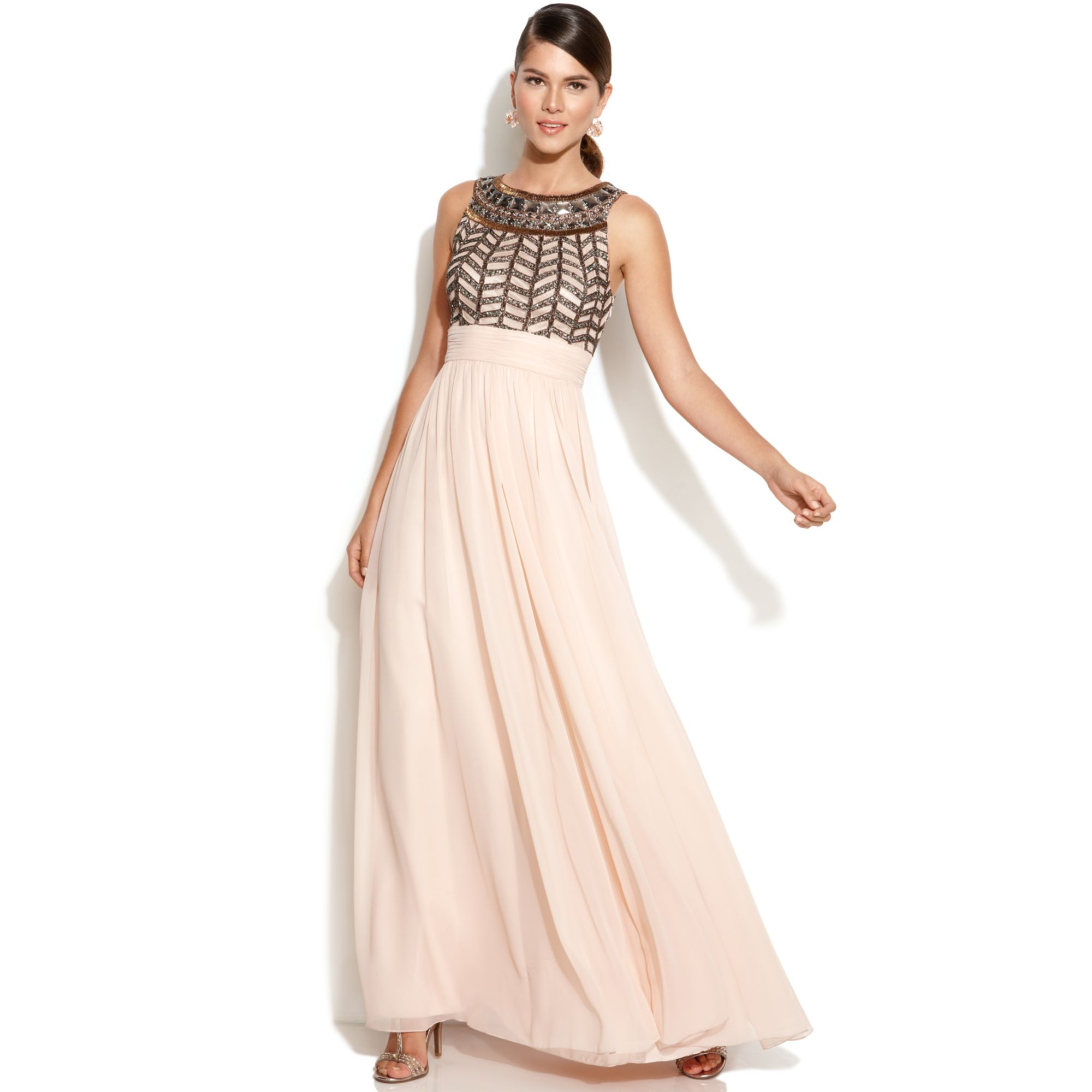 Lyst - Js Collections Sleeveless Beaded Empirewaist Gown in Pink