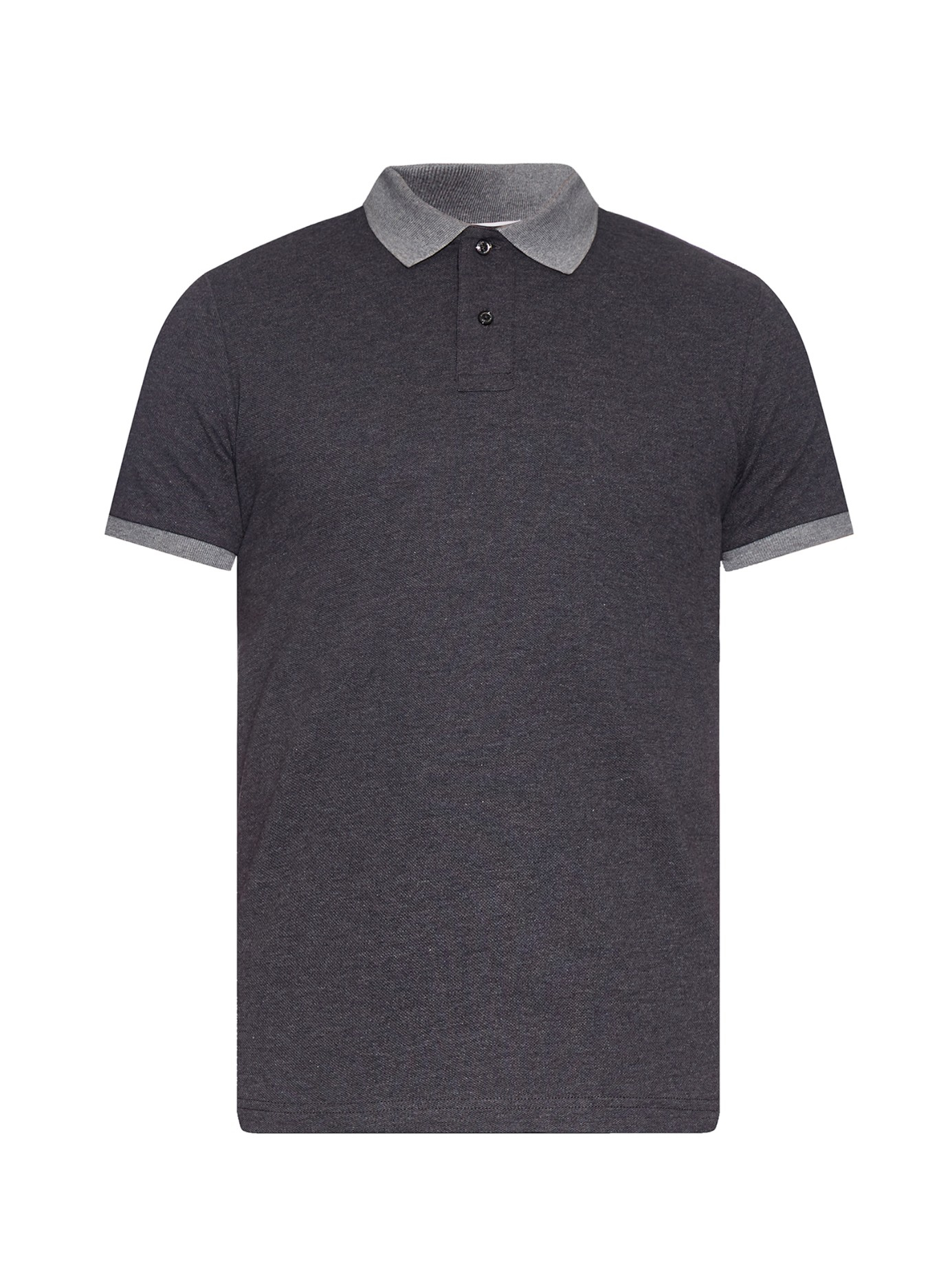 Lyst Moncler Contrastcollar Cottonpiqué Polo Shirt in Gray for Men