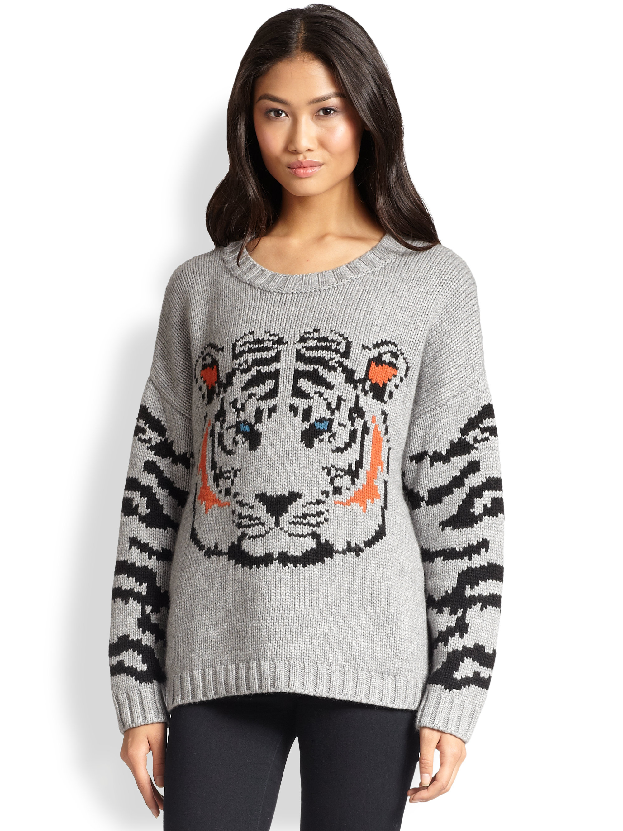 Autumn cashmere Oversized Tiger Sweater in Gray (NICKEL) Lyst