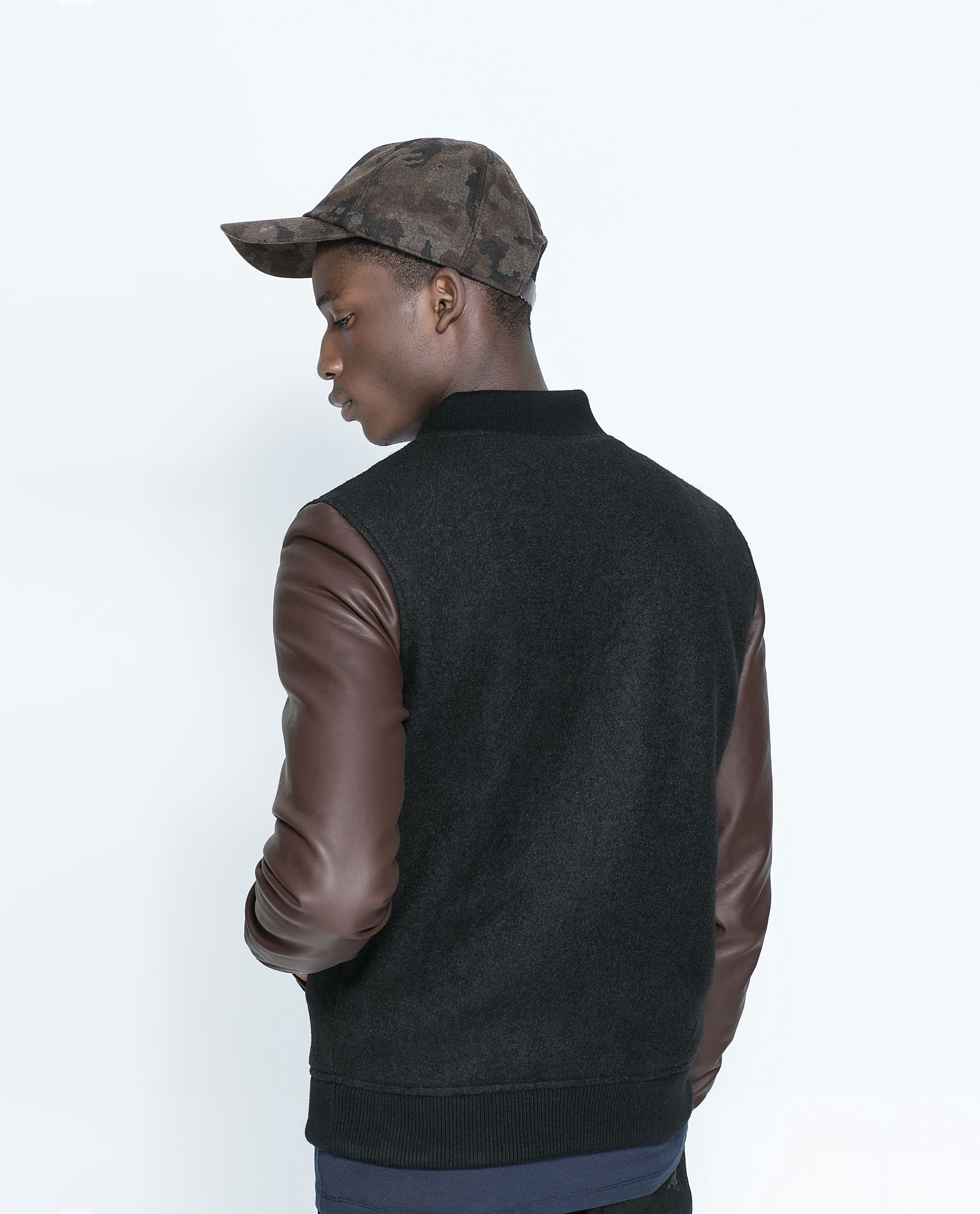 Zara Combination Bomber Jacket in Black for Men | Lyst