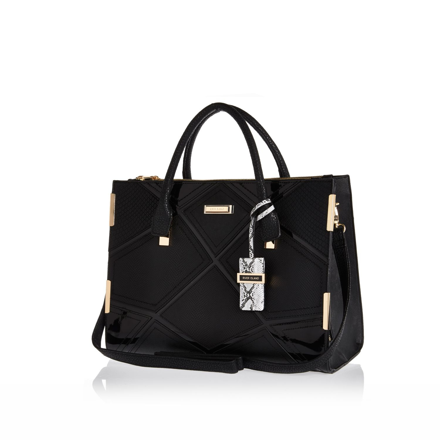 Lyst River Island Black Diamond Patchwork Tote Handbag In Gallery