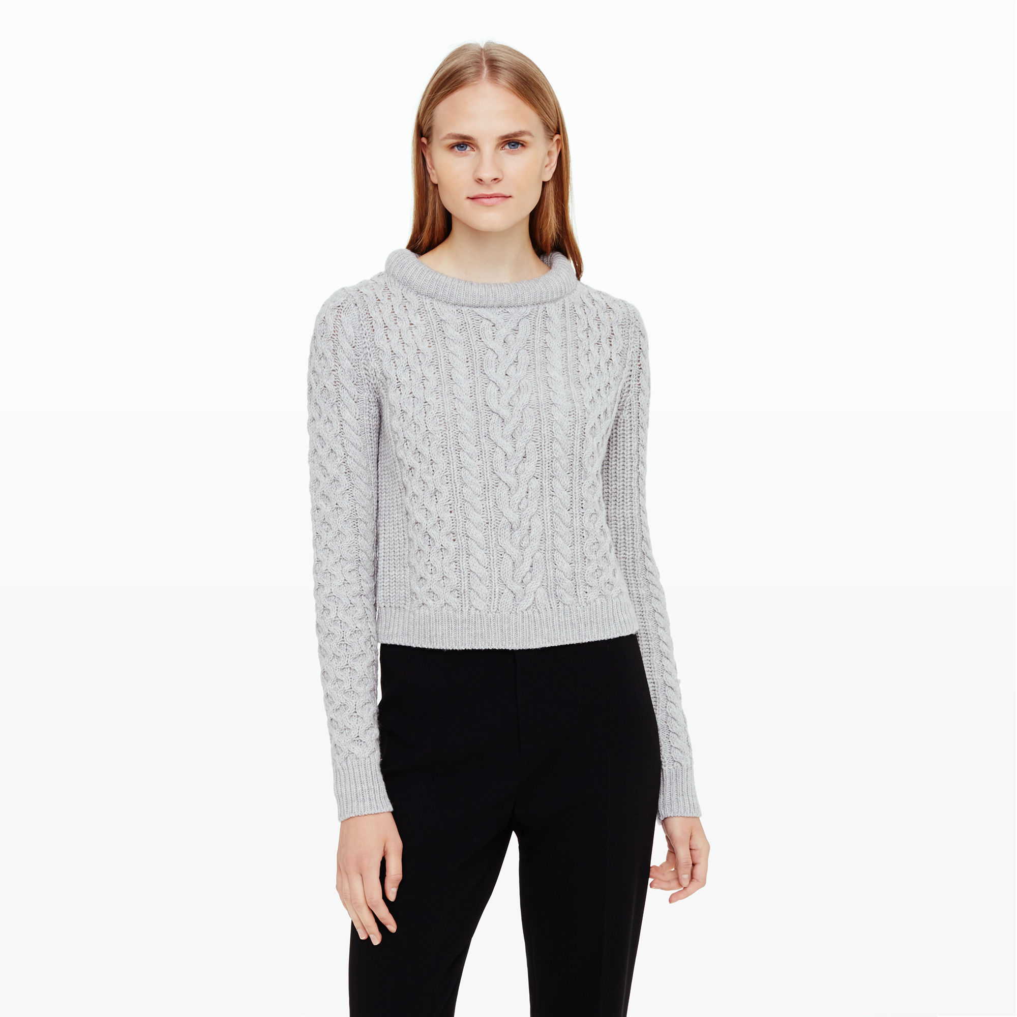 Club Monaco Meera Cableknit Sweater in Gray Lyst