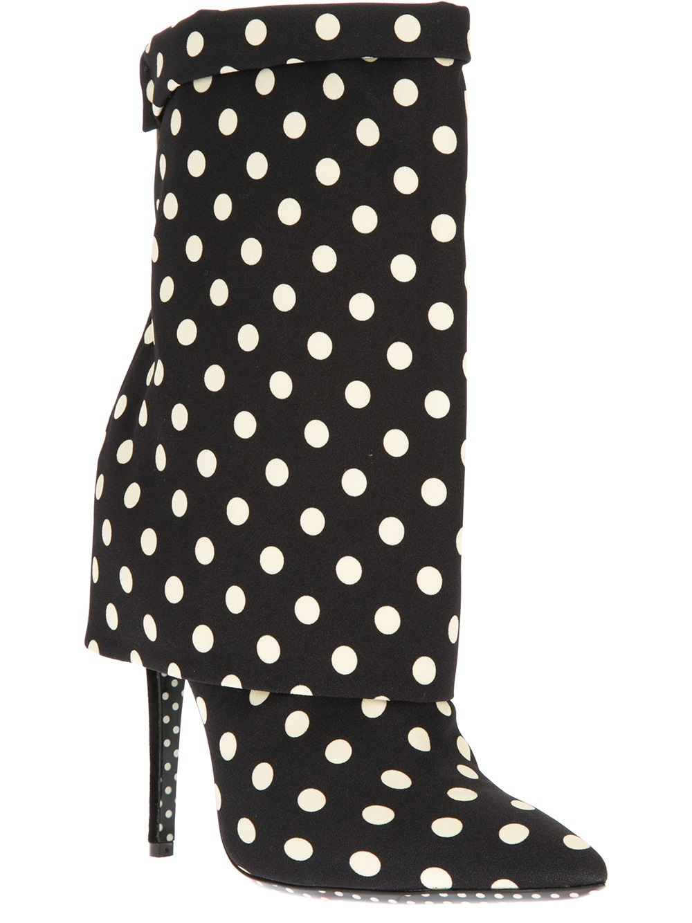 black and white polka dot boots