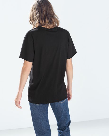 Zara Photo Print T-Shirt in Black | Lyst