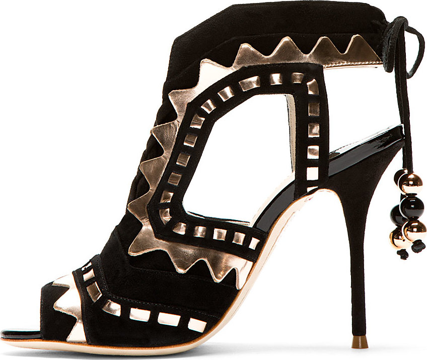 Lyst - Sophia Webster Black and Rose Gold Accent Trim Riko Heels in ...