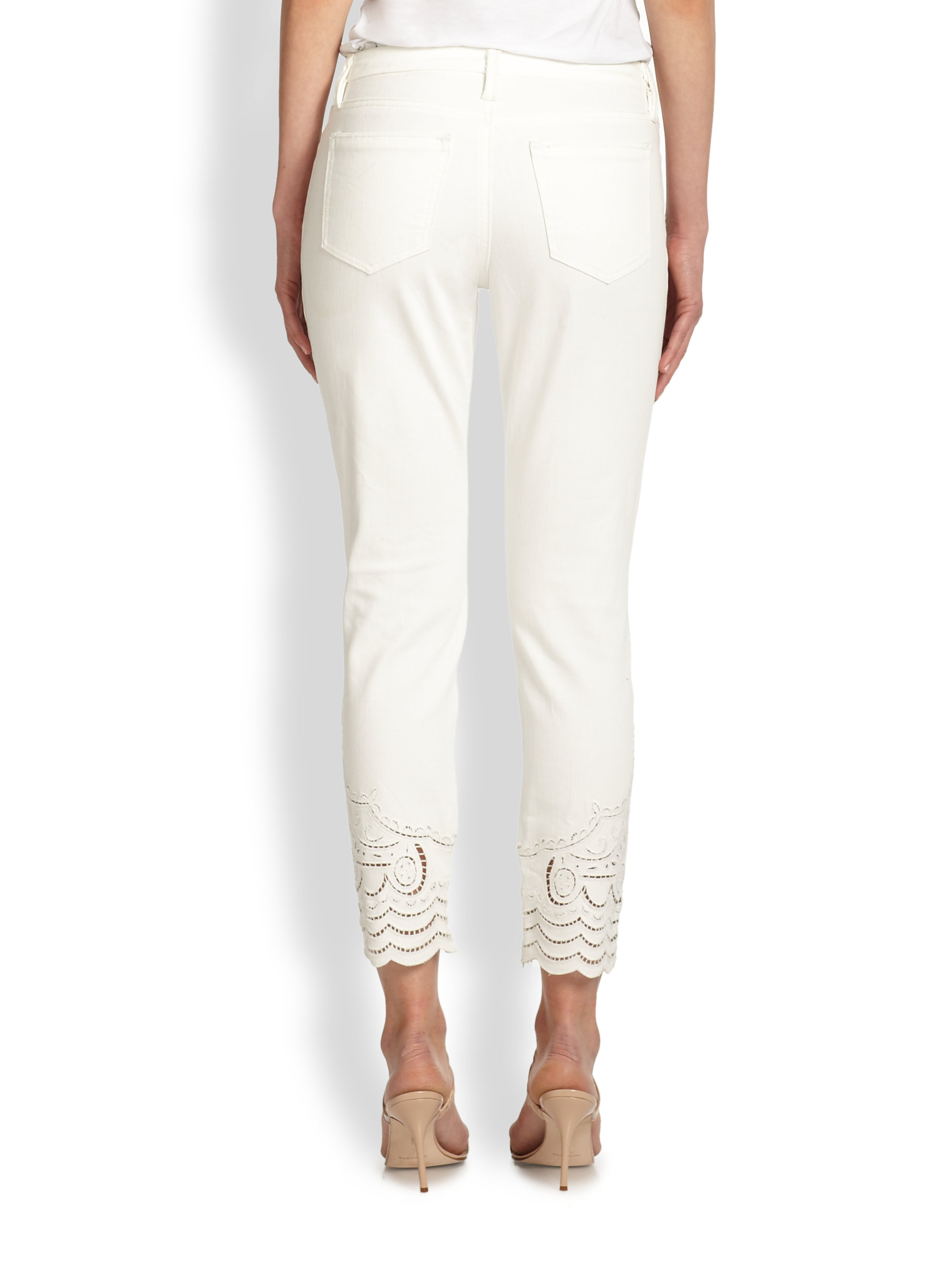 white embroidered pants