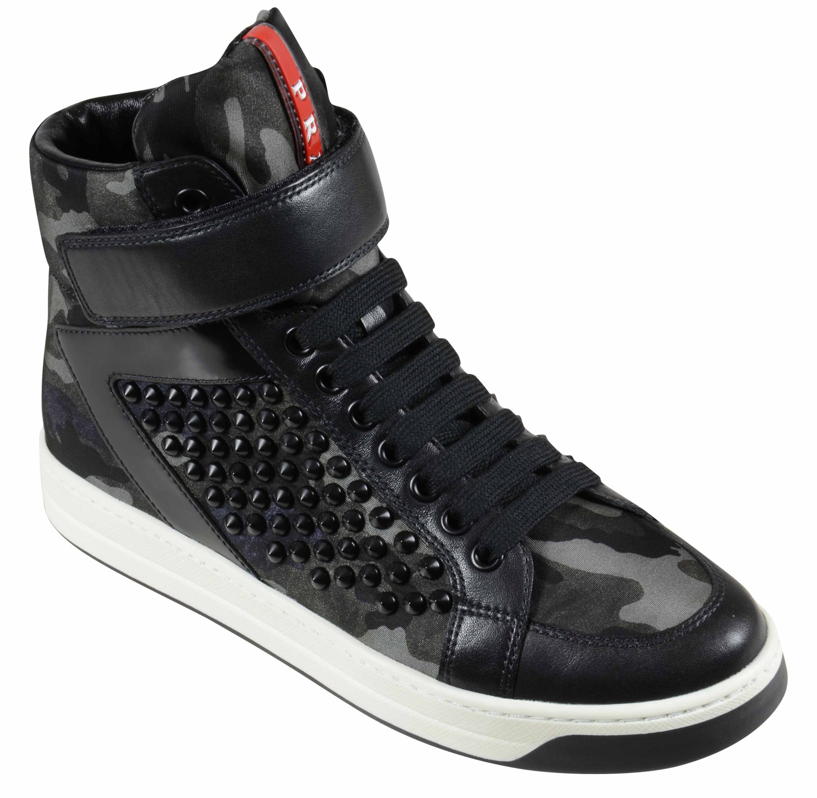 black shiny prada trainers