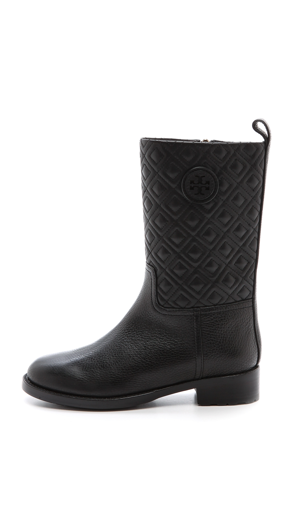 Lyst - Tory Burch Marion Quilted Booties Black in Black