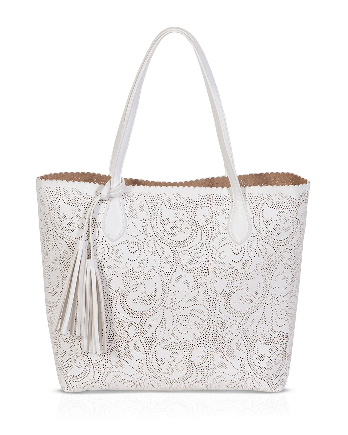 Buco Large Lace Tote in White | Lyst