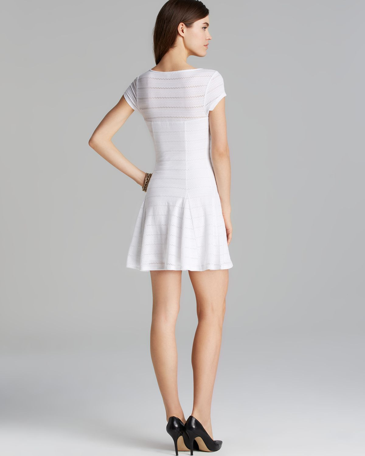 Lyst - Guess Dress Open Stripe Jersey in White