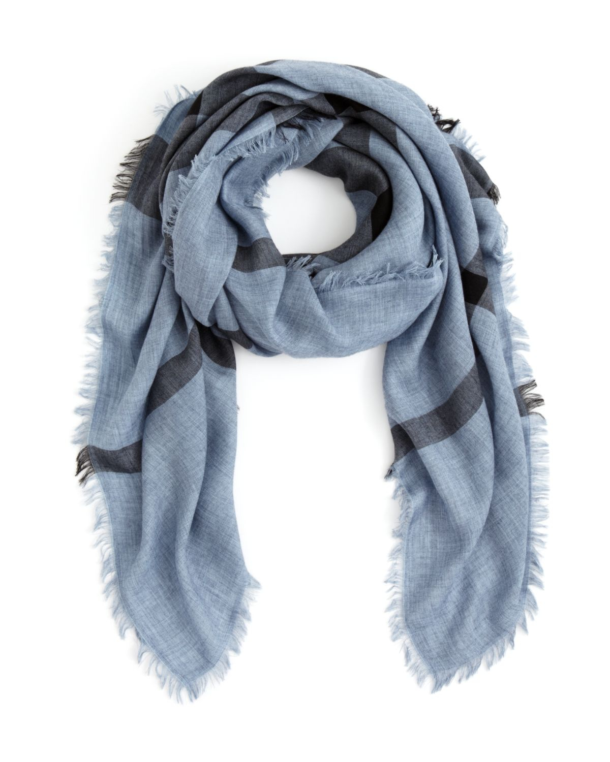 Lyst Burberry Overdyed Chambray Check Square Scarf in Blue