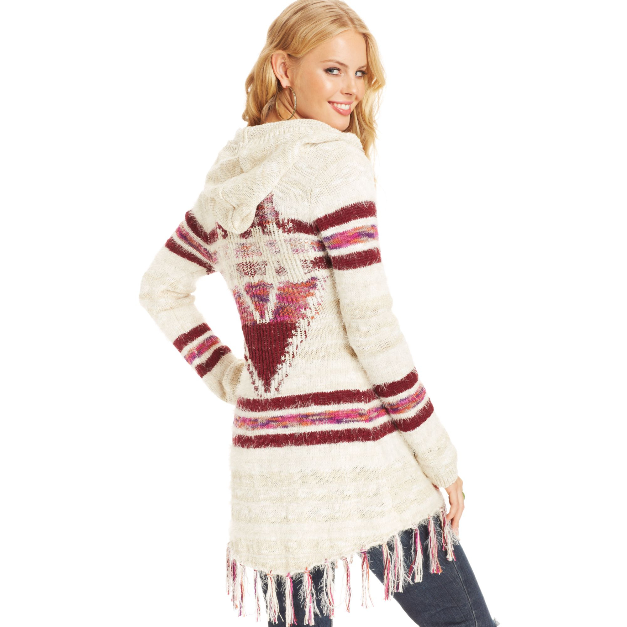 women's hooded duster cardigan