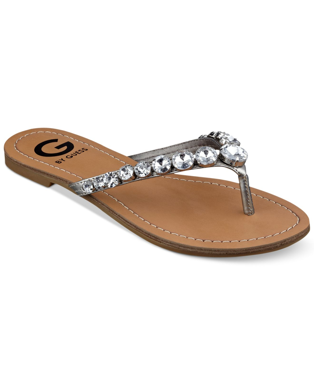 Lyst Metallic G Lalaa By Guess Thong Rhinestone Sandals Women's In OkPNX8n0w