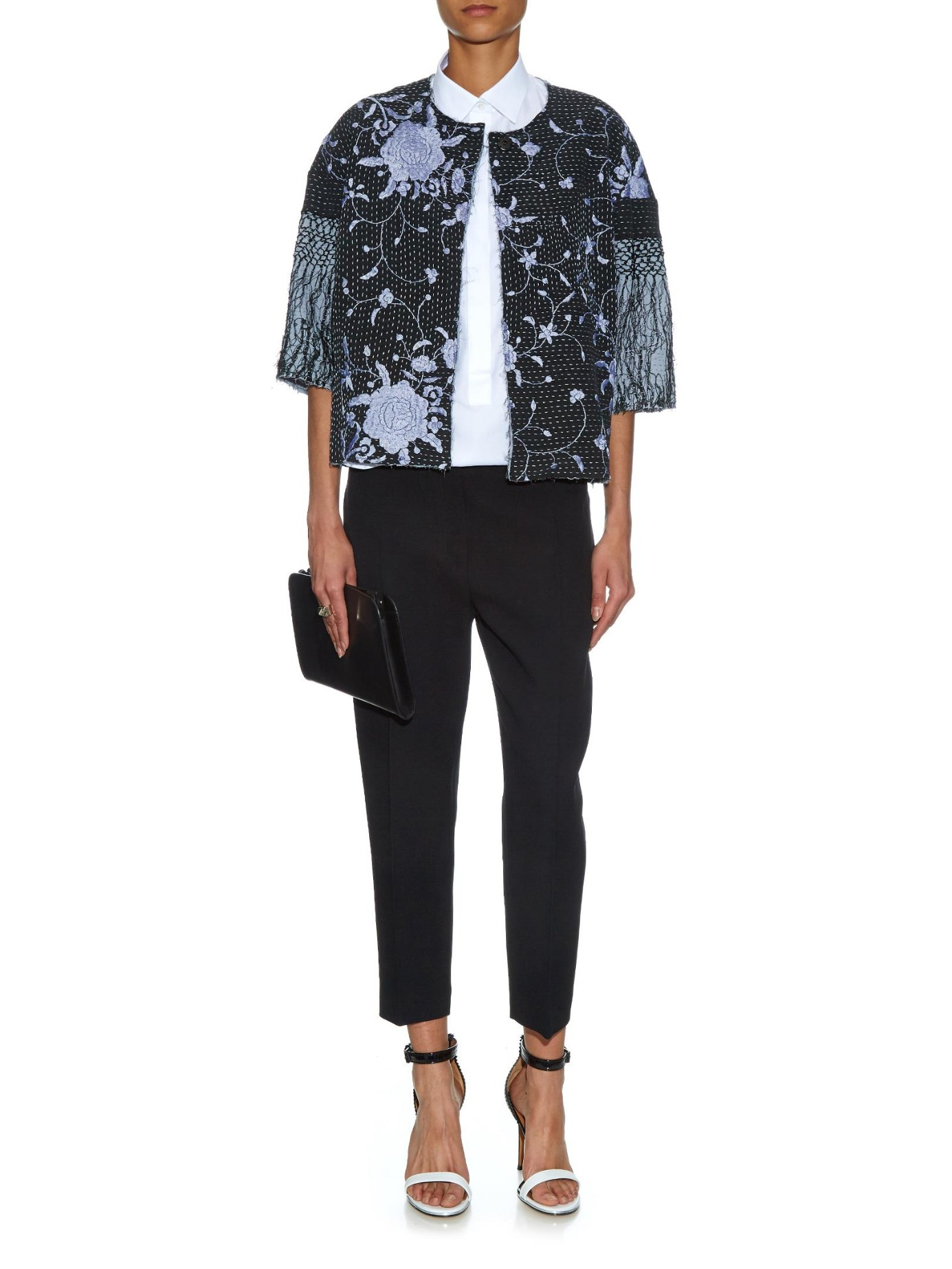 Lyst - By Walid Embroidered Piano-Shawl Silk Jacket in Black