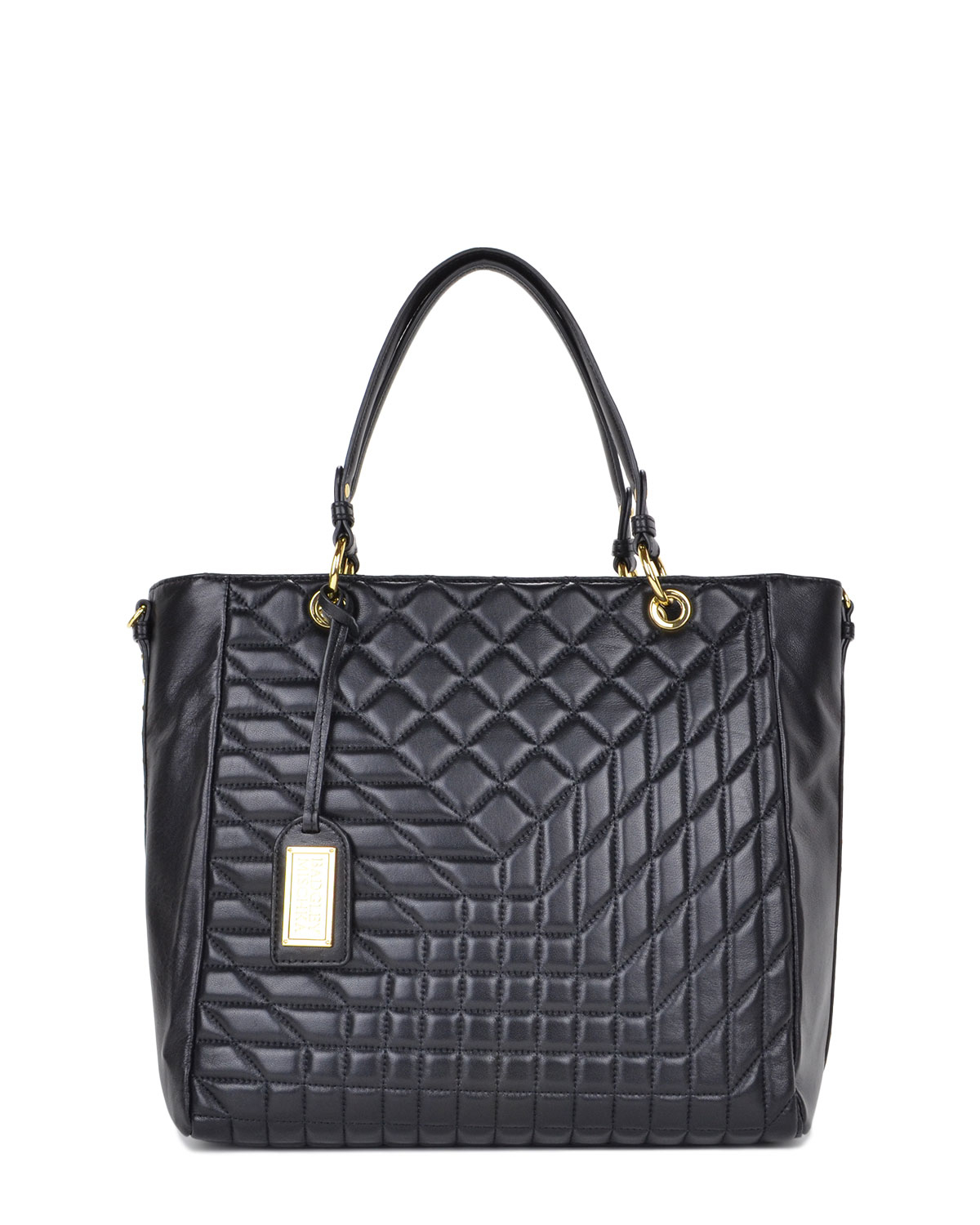Badgley mischka Clarissa Quilted Leather Tote in Black | Lyst