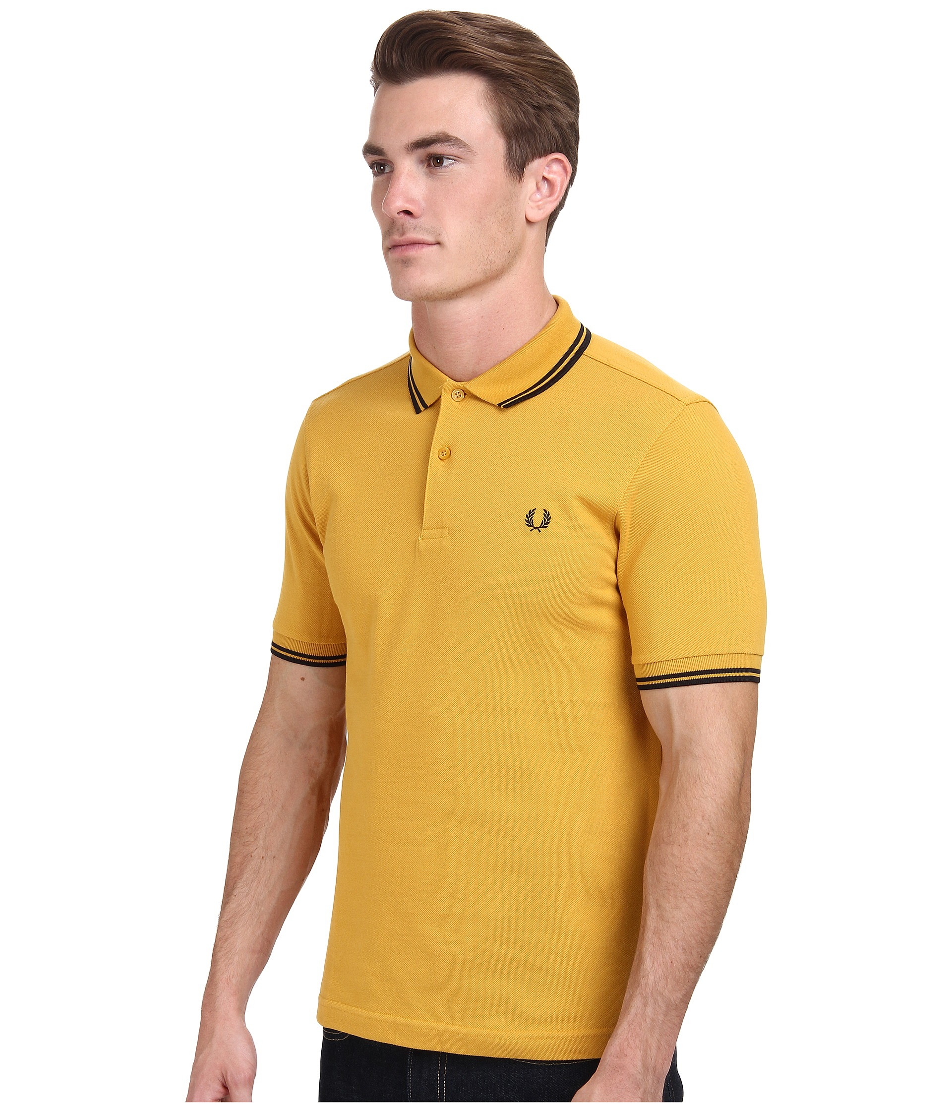 Fred Perry Slim Fit Twin Tipped Polo in Yellow for Men - Lyst