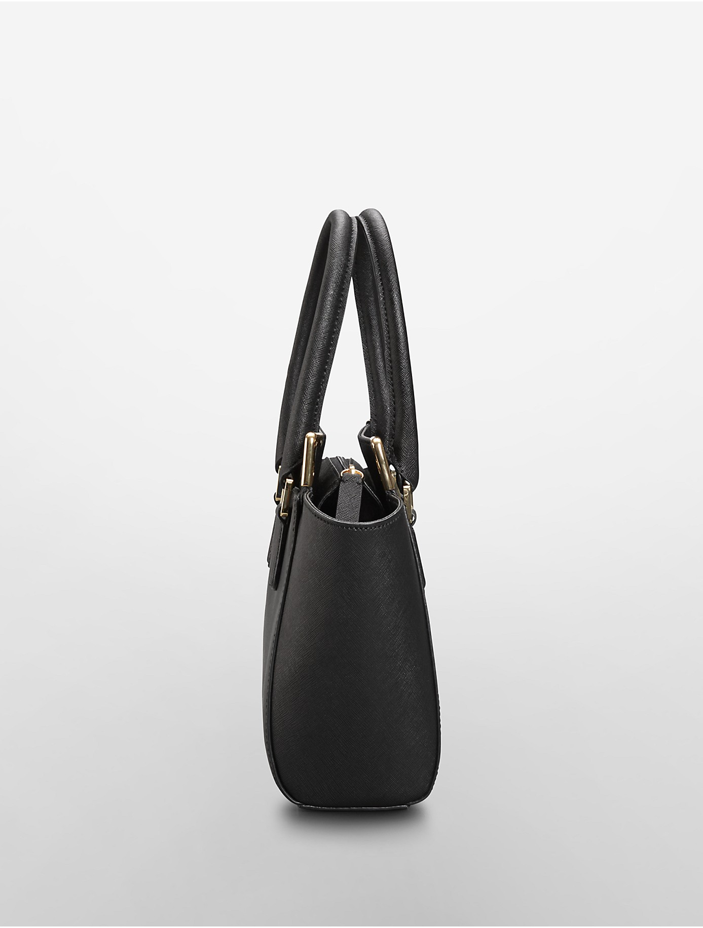 Lyst Calvin Klein Saffiano Leather Small Winged Tote Bag in Black