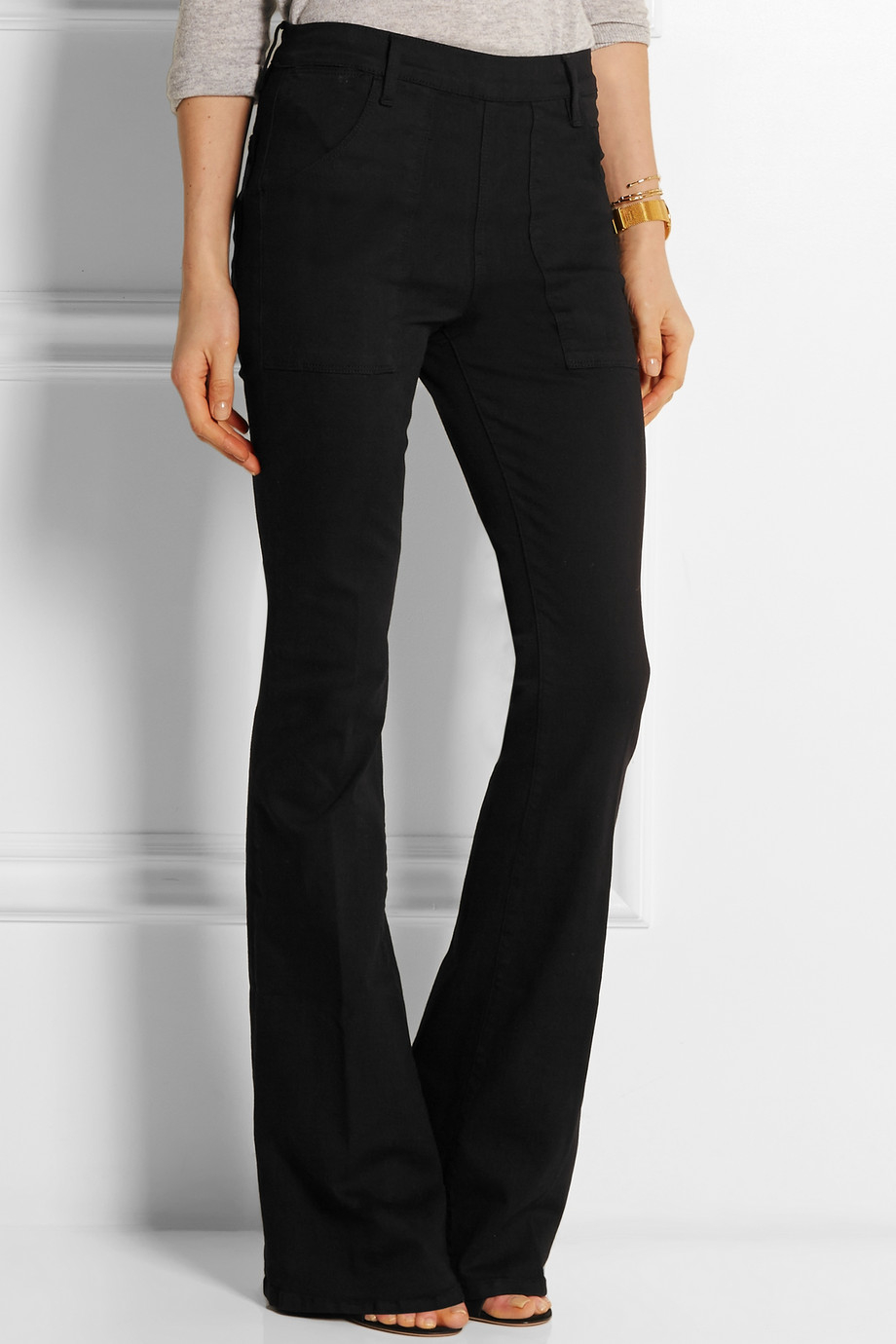 Frame denim Le Flare De Francoise HighRise Jeans in Black Lyst