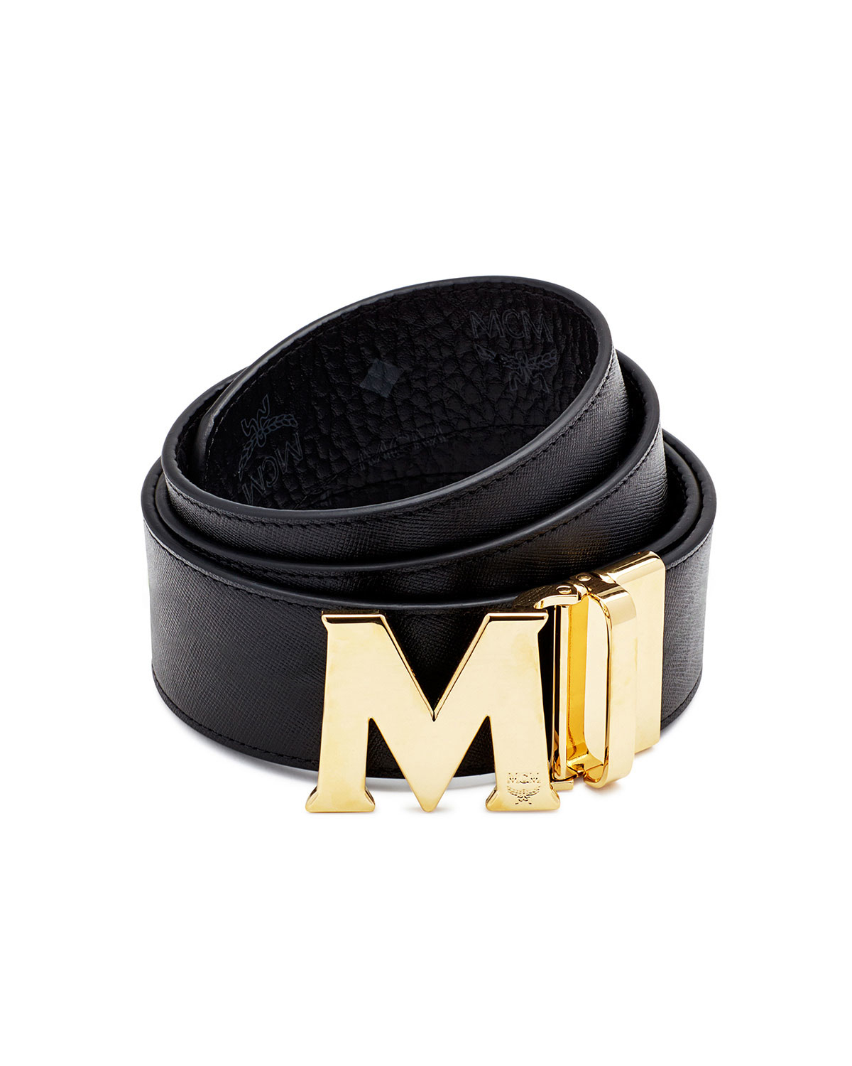 Mcm Visetos Reversible Leather Belt in Black | Lyst