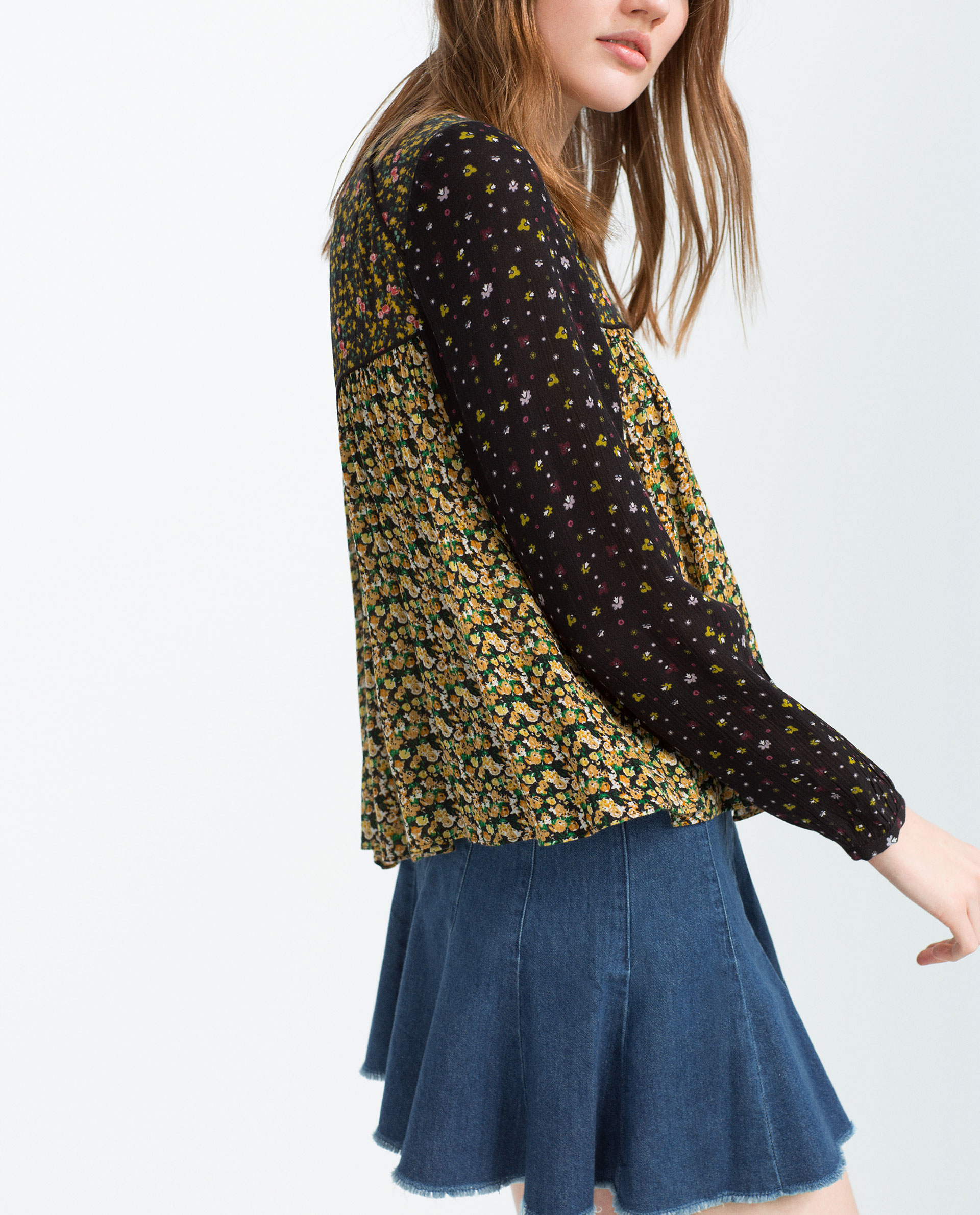 yellow floral top zara