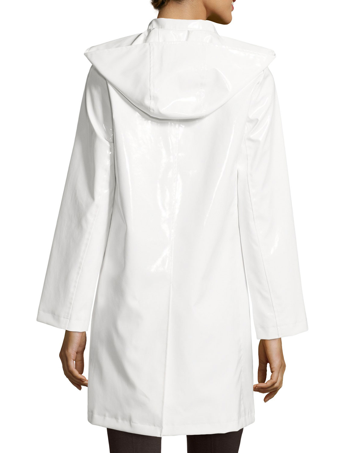white raincoat with hood
