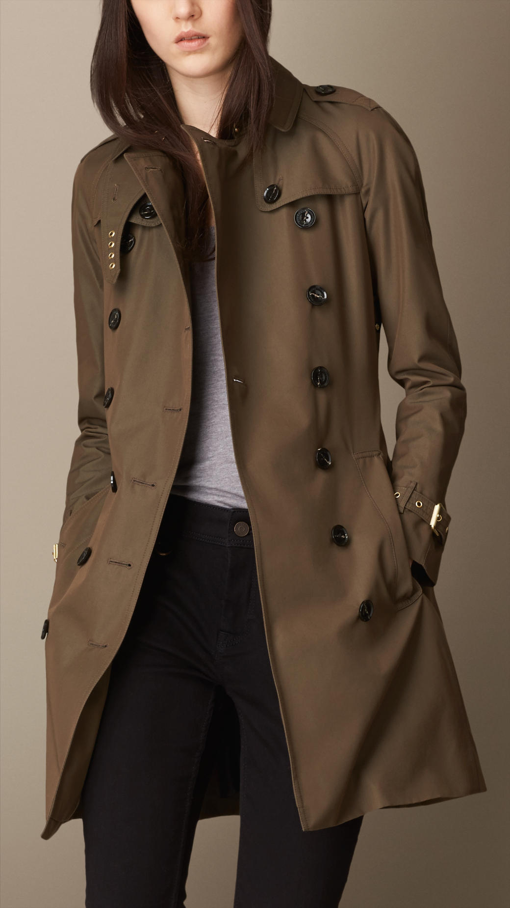 Burberry Check Detail Poplin Trench Coat In Natural Lyst Gallery