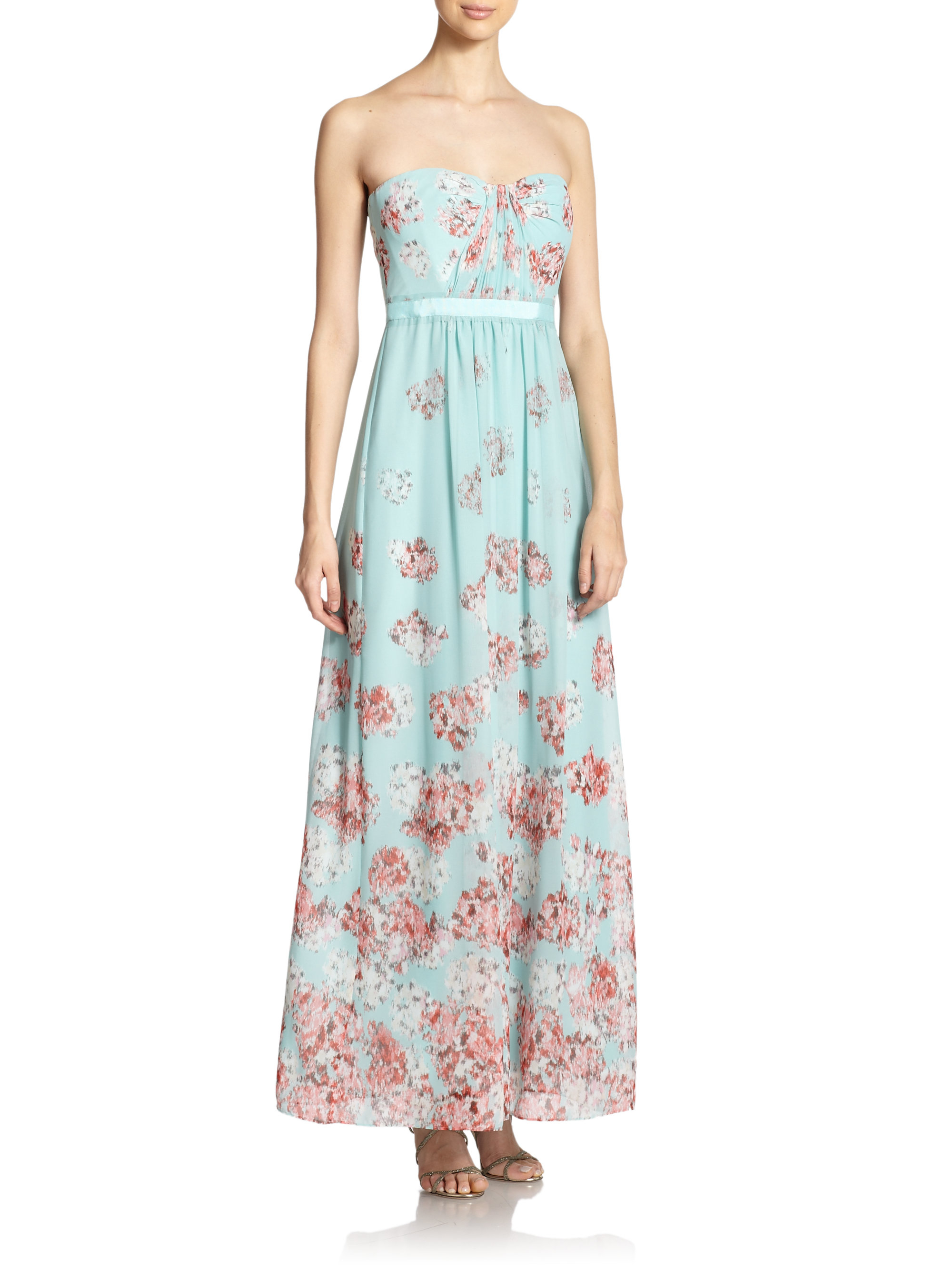 bcbg blue floral dress