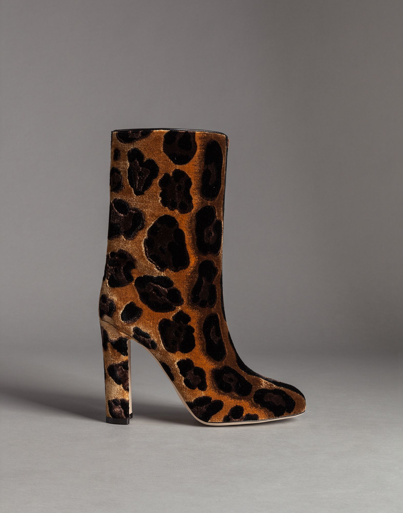 Lyst - Dolce & Gabbana Lace-up Veruska Velvet Leopard Print Boots in Brown