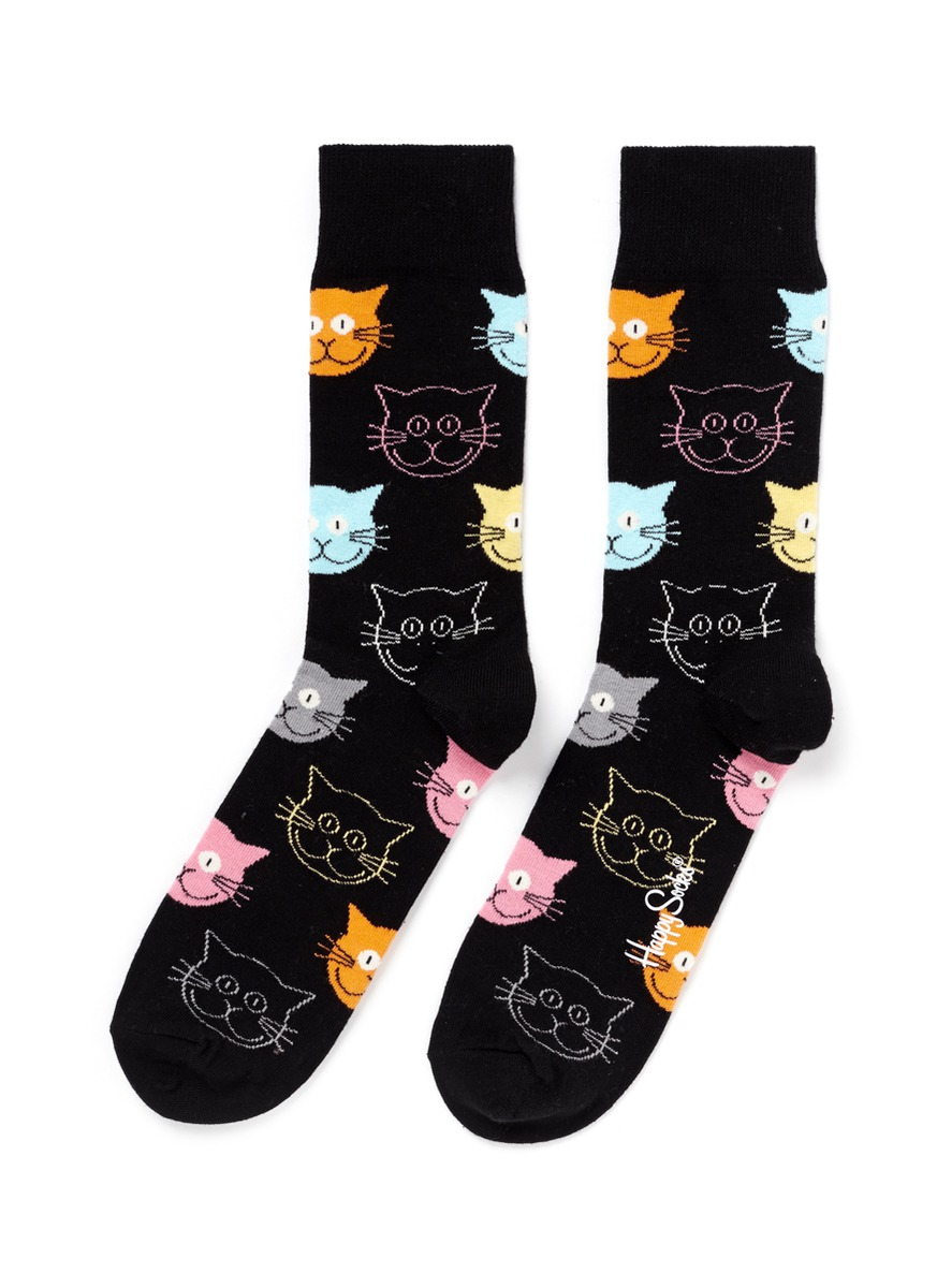 Lyst - Happy Socks Cat Socks in Black for Men