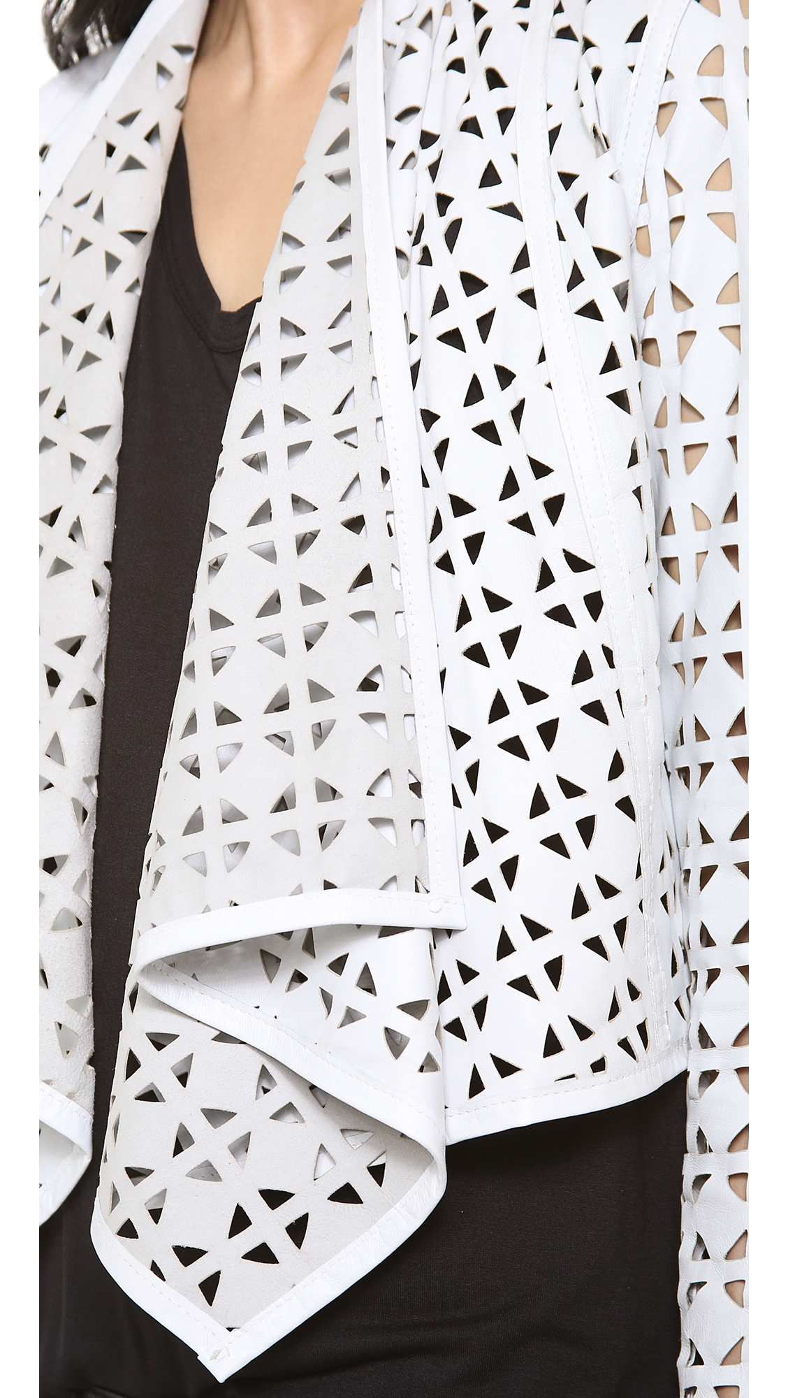 Milly Laser Cut Leather Jacket White In Lyst Gallery