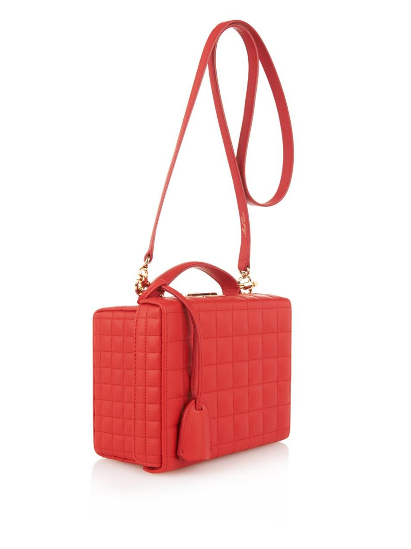 Mark cross Grace Small Quilted Leather Box Bag in Red | Lyst