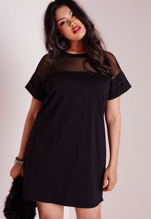 Lyst Missguided Plus  Size  Mesh  Panel T  shirt  Dress  Black 