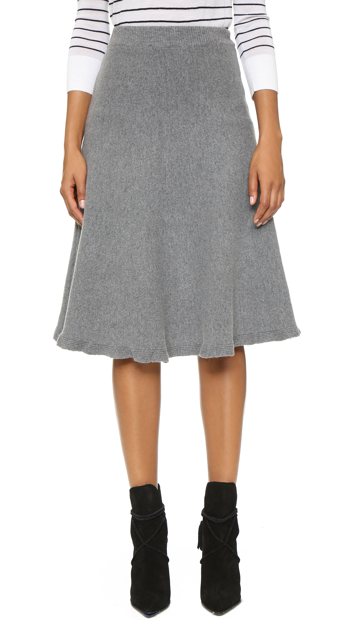 Joa Knit Full Skirt - Grey in Gray (Grey) | Lyst