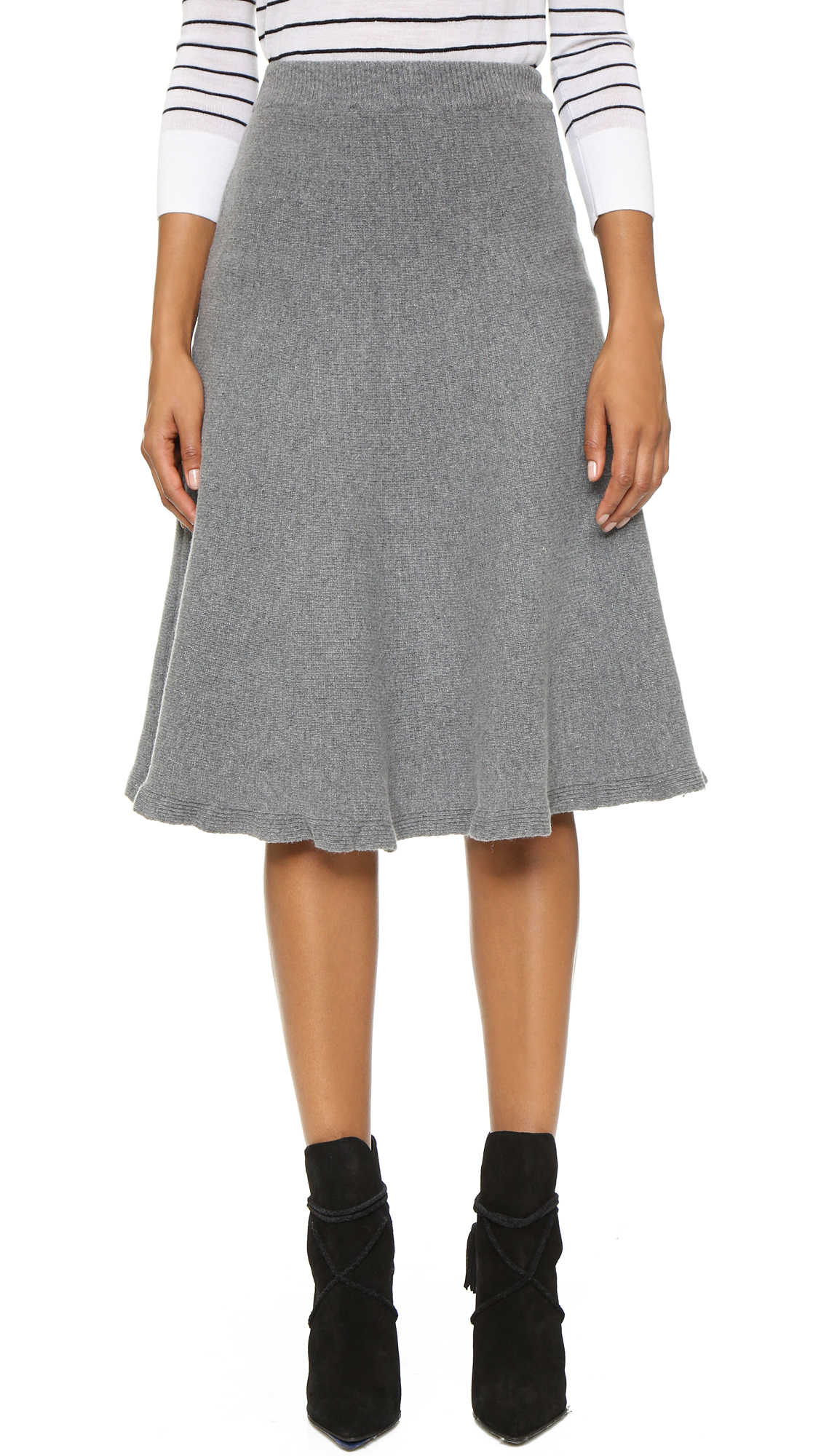 Joa Knit Full Skirt Grey in Gray (Grey) Lyst