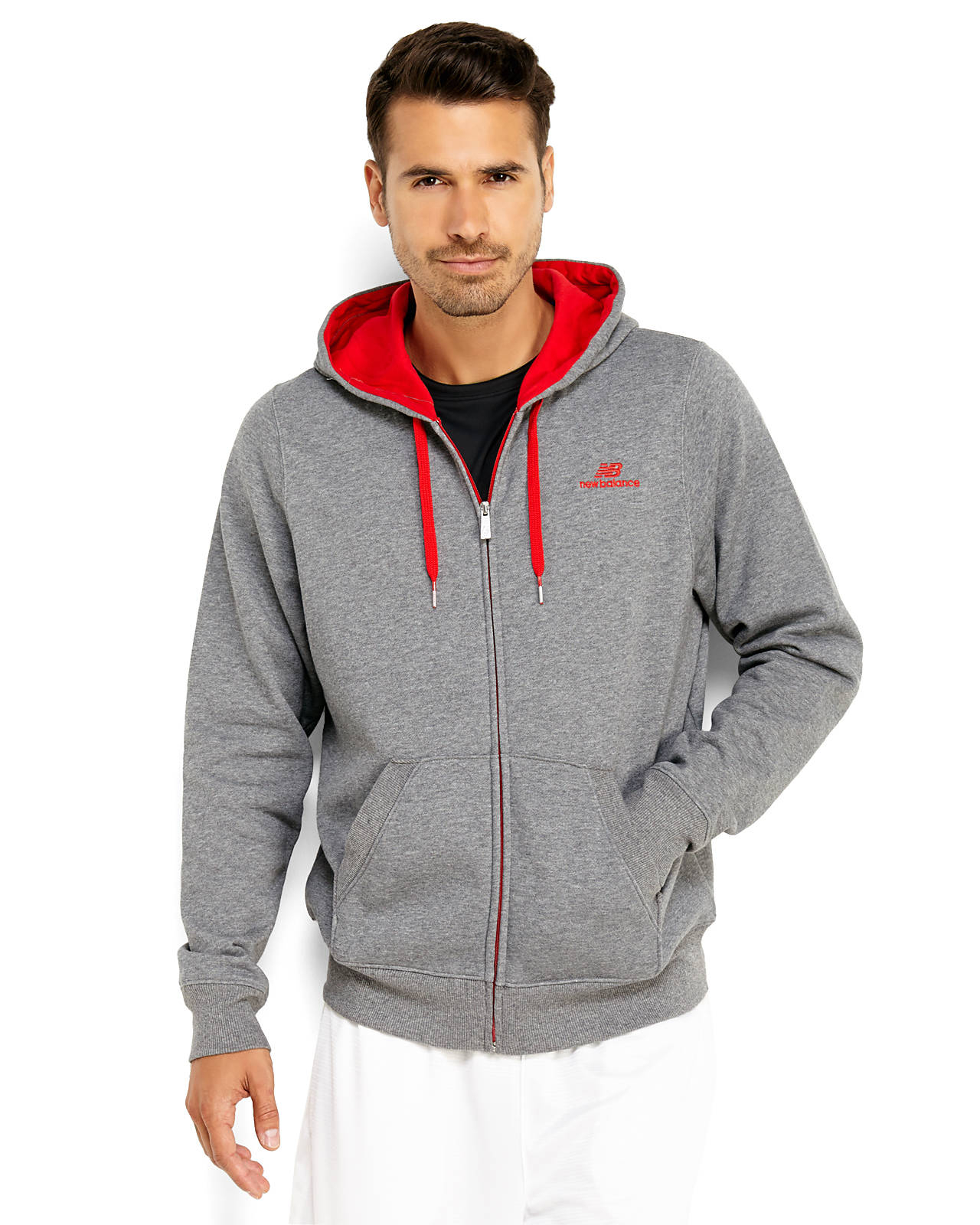 lyst new balance zip hoodie in gray for lyst new balance zip hoodie in gray for