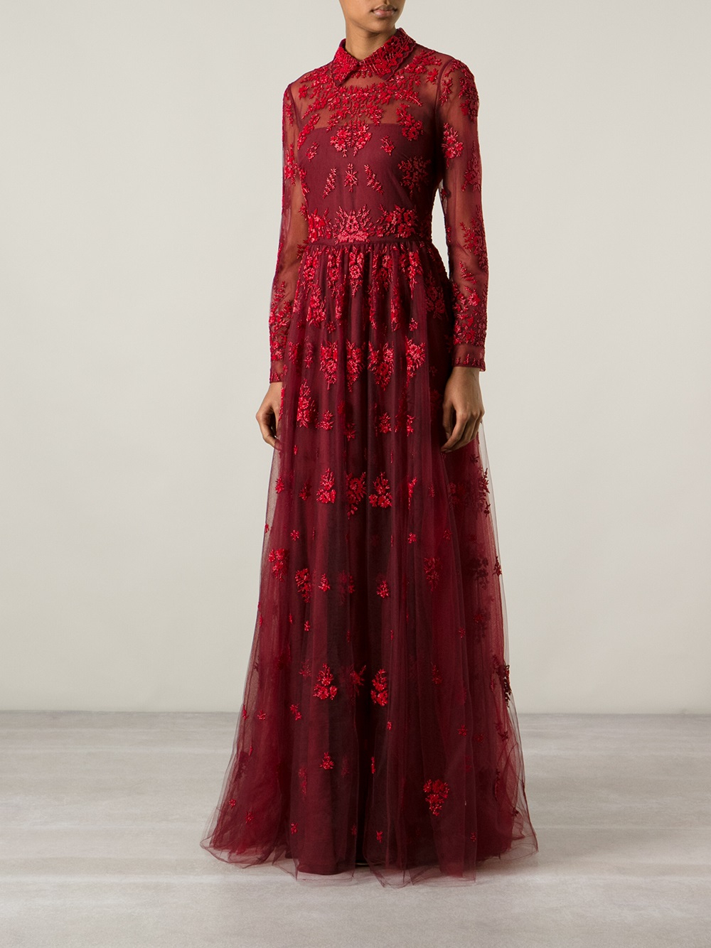 Valentino Beaded Evening Dress in Red | Lyst