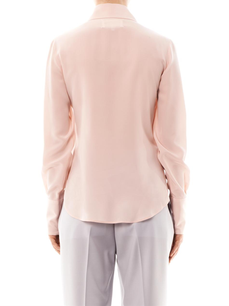 Maison Martin Margiela Pointcollar Silk Shirt in Pink (LIGHT PINK) | Lyst