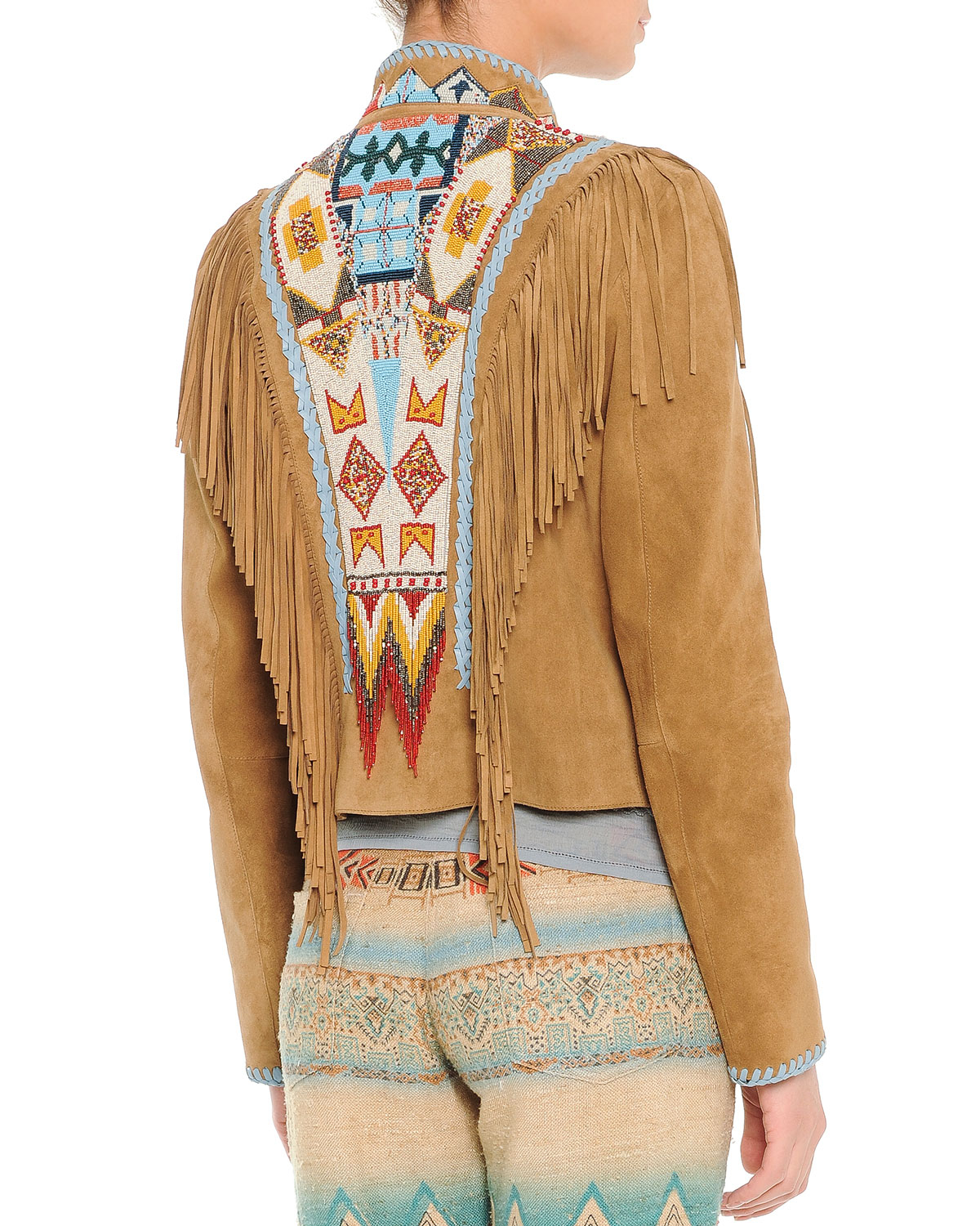 Etro Suede Fringe Jacket With Geometric Beading - Lyst