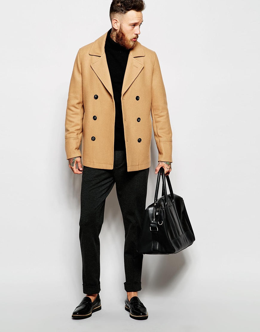 Asos Wool Peacoat In Camel in Beige for Men (Camel) | Lyst