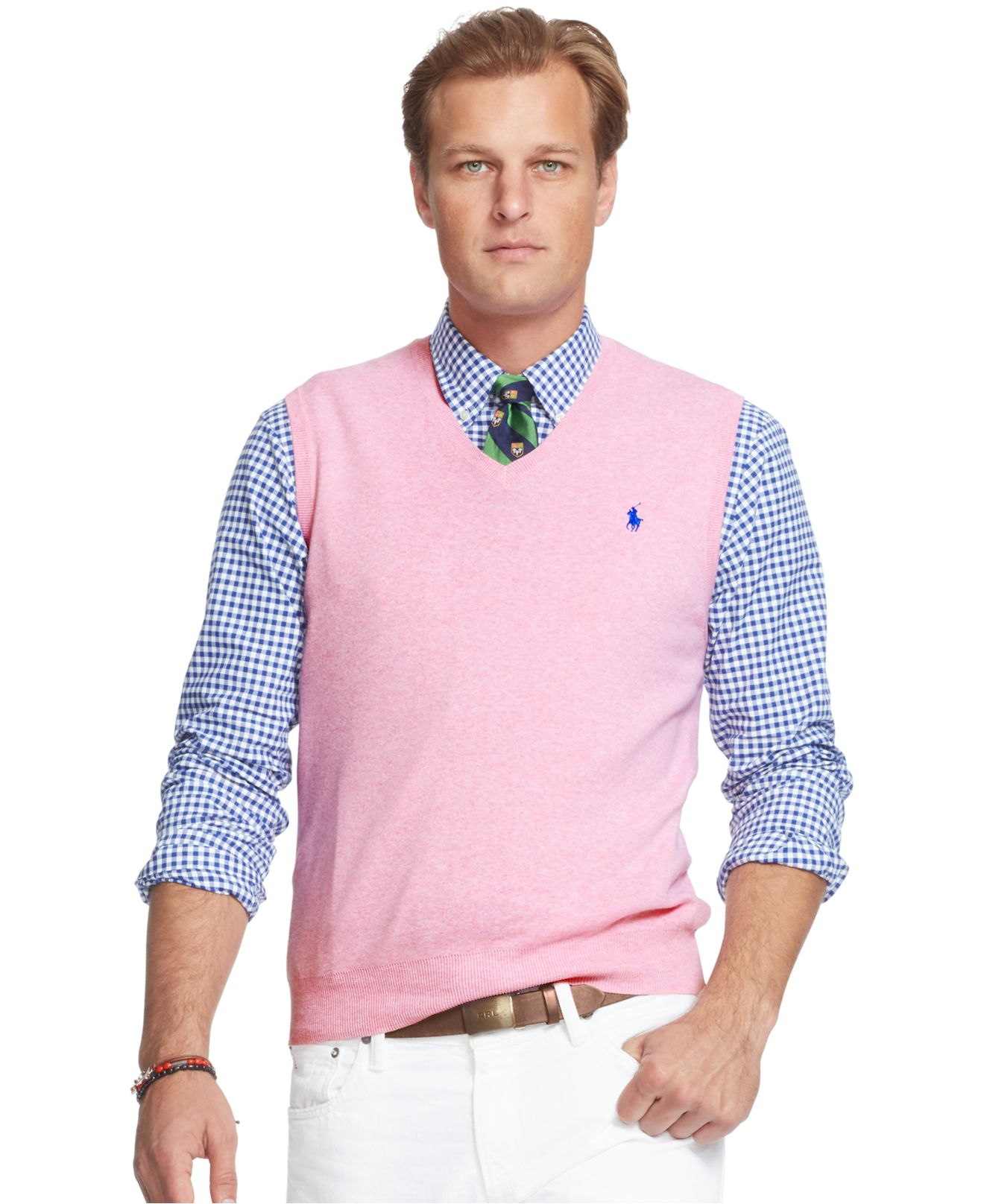 Lyst - Polo Ralph Lauren Men's Big And Tall Pima V-neck Vest in Pink ...