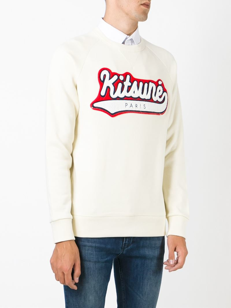 Maison Kitsuné Logo Sweatshirt in Natural for Men - Lyst