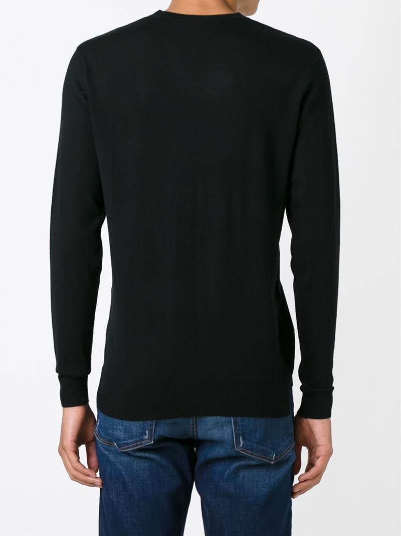 Emporio armani Diamond Knit Pattern Sweater in Black for Men | Lyst