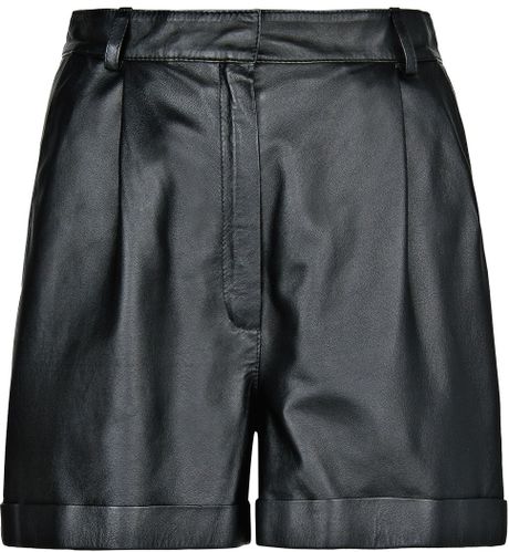 Mango High Waist Leather Shorts in Black | Lyst