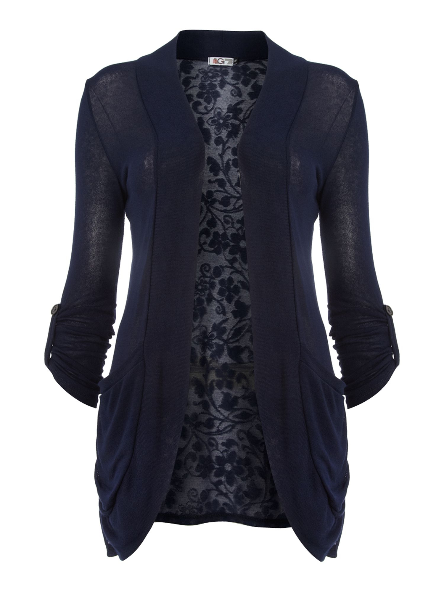Wal-g Waterfall Lace Back Cardigan in Blue (navy) | Lyst