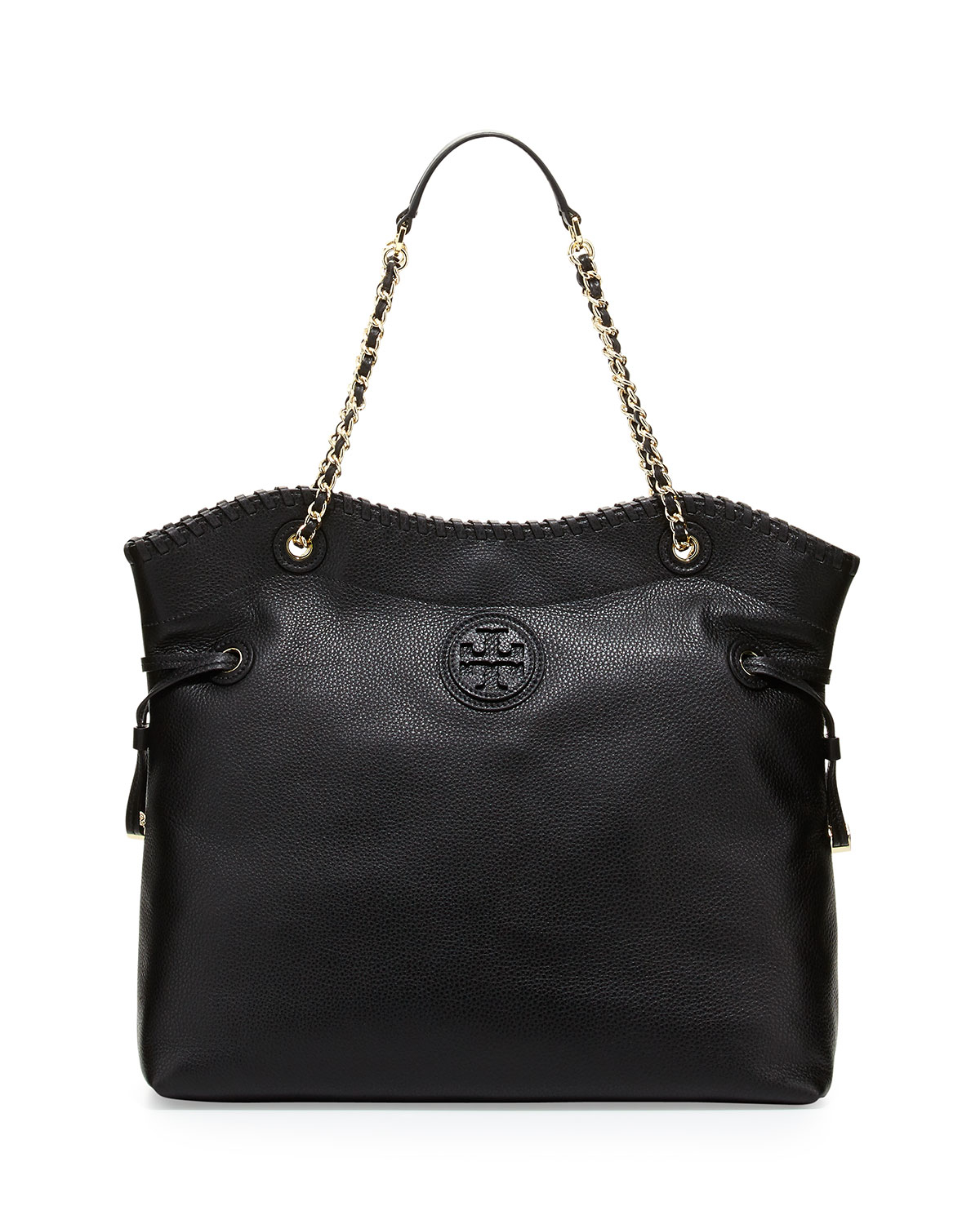 Tory Burch Marion Slouchy Drawstring Tote Bag in Black | Lyst