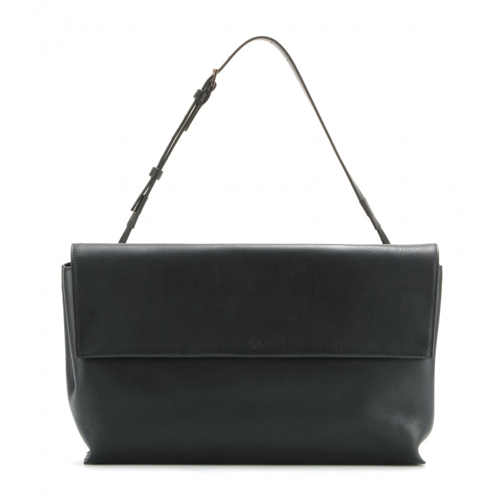 The Row Leather Flap Bag in Black - Lyst