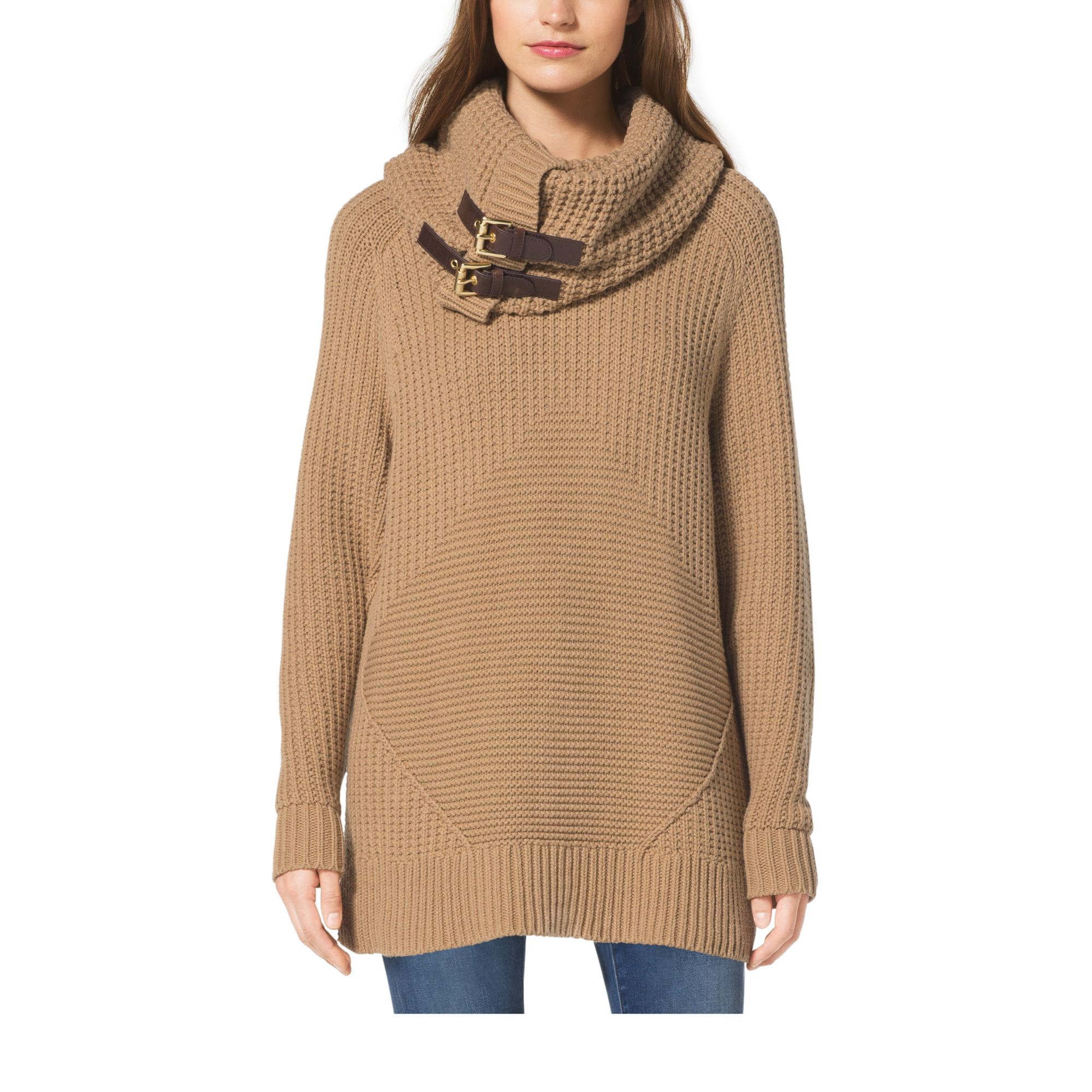 Michael kors Removable Cowl-neck Sweater in Natural | Lyst