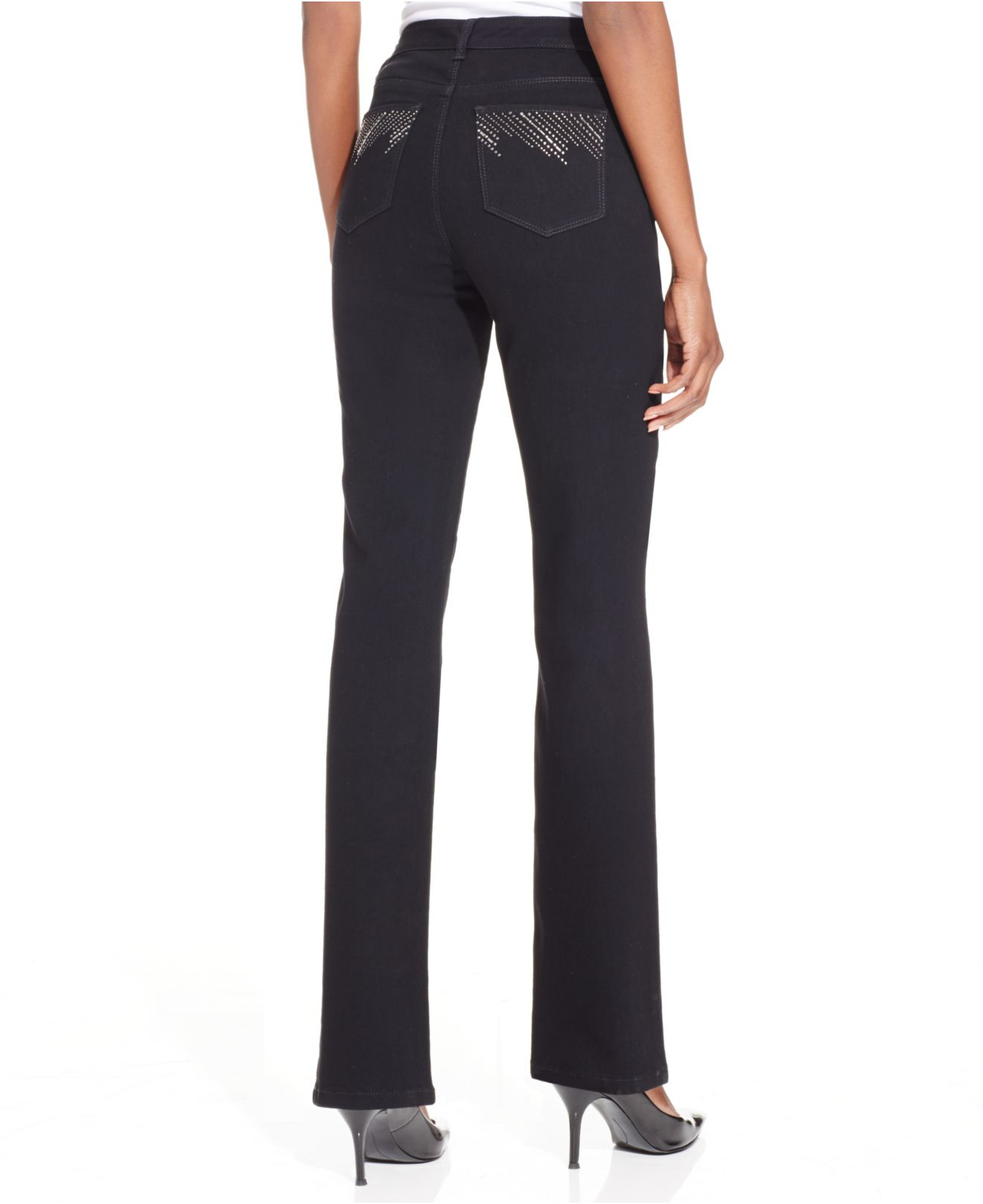 Lyst - Style & Co. Petite Tummy-control Straight-leg Jeans in Black